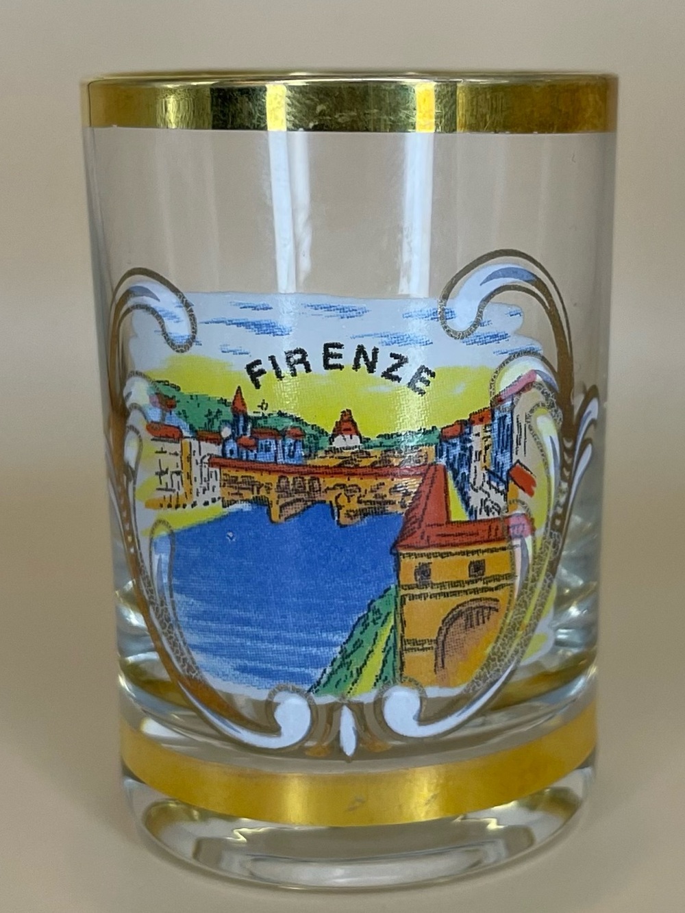 Vintage Florence Italy glass with gold trim